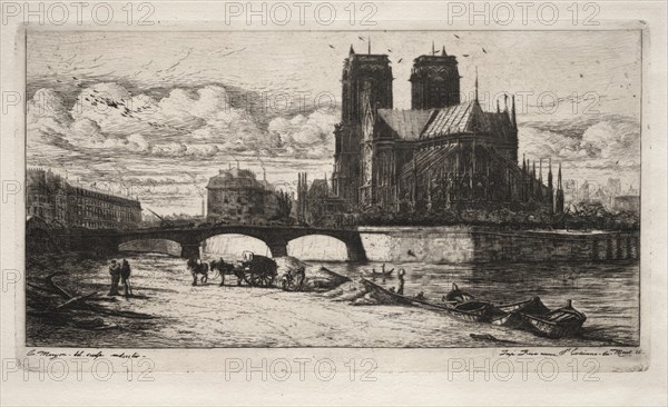 Etchings of Paris: The Apse of the Cathedral of Notre Dame, 1854. Creator: Charles Meryon (French, 1821-1868).