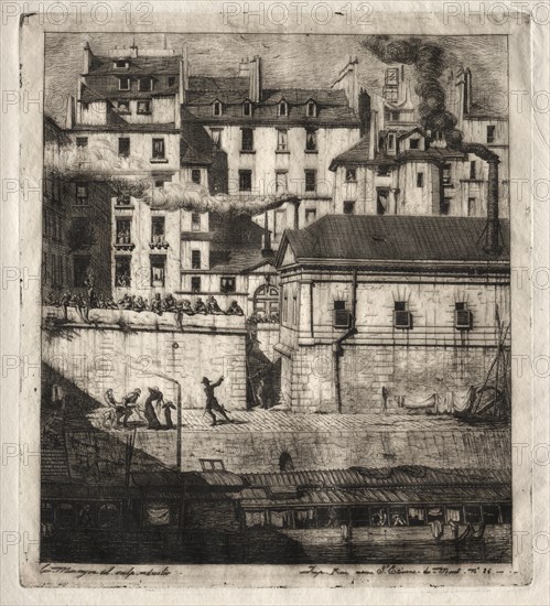 Etchings of Paris: The Mortuary, 1854. Creator: Charles Meryon (French, 1821-1868).