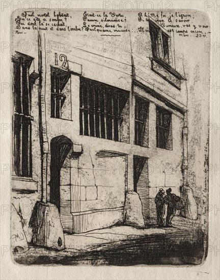 Etchings of Paris: The Street of the Bad Boys, 1854. Creator: Charles Meryon (French, 1821-1868).