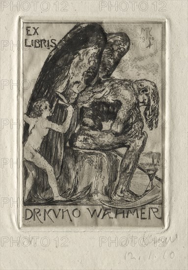 Ex Libris Dr. Kuno Waehmer, 1910. Creator: Max Klinger (German, 1857-1920).