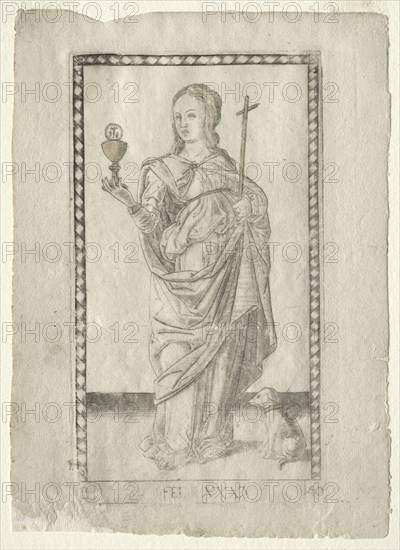 Faith (from the Tarocchi, series B: Cosmic Principles & Virtues, #40), before 1467. Creator: Master of the E-Series Tarocchi (Italian, 15th century).