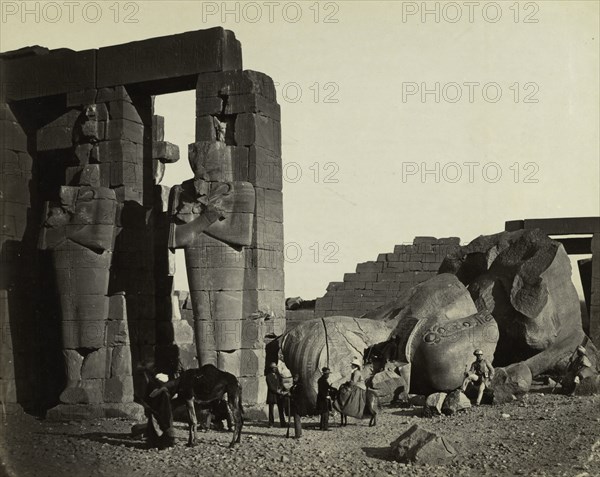 Fallen Statue at the Ramesseum, Thebes, 1857. Creator: Francis Frith (British, 1822-1898); William Mackenzie.