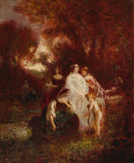 Figures in the Woods, c. 1857-1862. Creator: Adolphe Monticelli (French, 1824-1886).