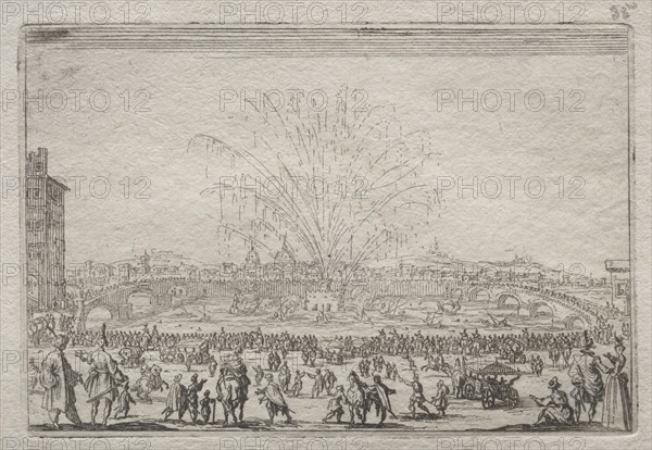 Fireworks on the Arno, c. 1622. Creator: Jacques Callot (French, 1592-1635).