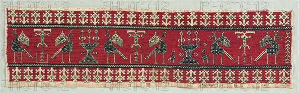 Five Embroidered Fragments, 18th-19th century. Creator: Unknown.