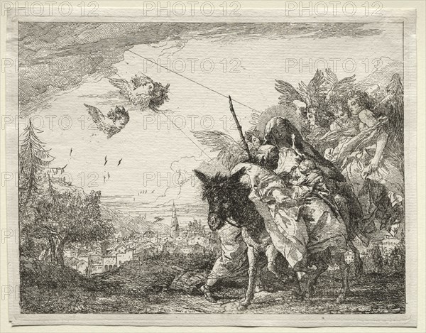 Flight into Egypt: Joseph Pausing to Gaze at the Infant Christ. Creator: Giovanni Domenico Tiepolo (Italian, 1727-1804).