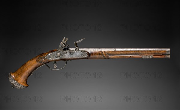 Flintlock Pistol, c. 1690-1700. Creator: Gio Borgognone (Italian); Lazarino Cominazzo (Italian).