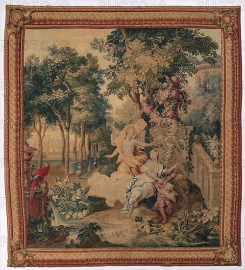 Flora and Zephyrus (from Set of Ovid's Metamorphoses), 1704-1731. Creator: Gobelins (French).