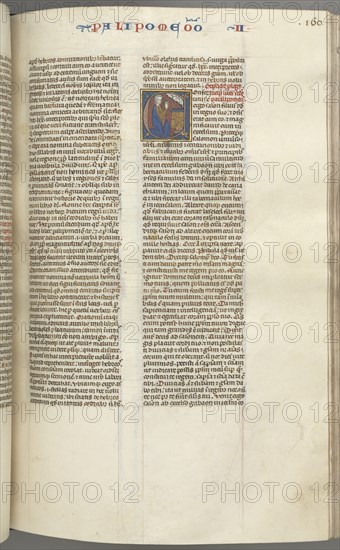 Fol. 160r, Chronicles II, historiated initial C, Solomon kneeling before an altar praying..., c. 127 Creator: Unknown.