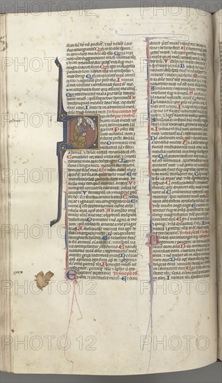 Fol. 220v, Psalm 38, historiated initial D, David kneeling, gesturing to the bust of God above, c. 1 Creator: Unknown.