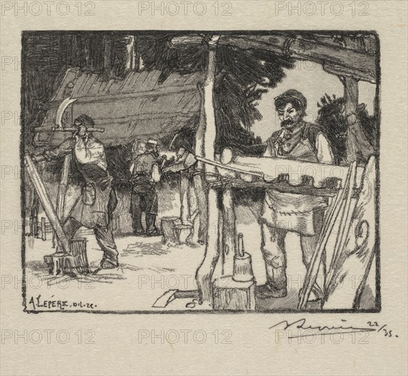 Fontainebleau Forest: Manufacturer of Slats (La Forêt de Fontainebleau: Le Fabricant de lattes), 189 Creator: Auguste Louis Lepère (French, 1849-1918); A. Desmoulins, Published in Revue Illustrée, 1887-90.