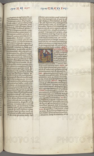 Fol. 315r, Lamentations, historiated initial E, a kneeling Jeremiah praying to a bust of God, c. 127 Creator: Unknown.