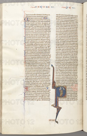 Fol. 477v, Peter, historiated initial P, Peter with a key, talking to the bust of God above, c. 1275 Creator: Unknown.