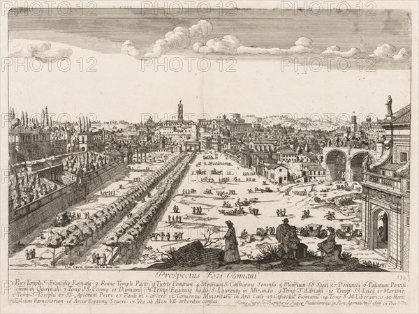 Foro Romano from "Prospectus Locurum Urbis Romae Insign[ium]", 1666. Creator: Lievin Cruyl (Flemish, c. 1640-c. 1720).