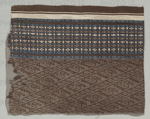 Fragment Composed of Two Fabrics Joined, c. 1100-1400. Creator: Unknown.
