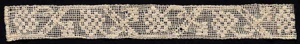 Fragment of a Band with Geometric Pattern and Floral Motif, 19th century. Creator: Unknown.