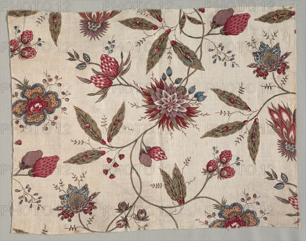 Fragment of Block Printed Cotton, c. 1785. Creator: Unknown.