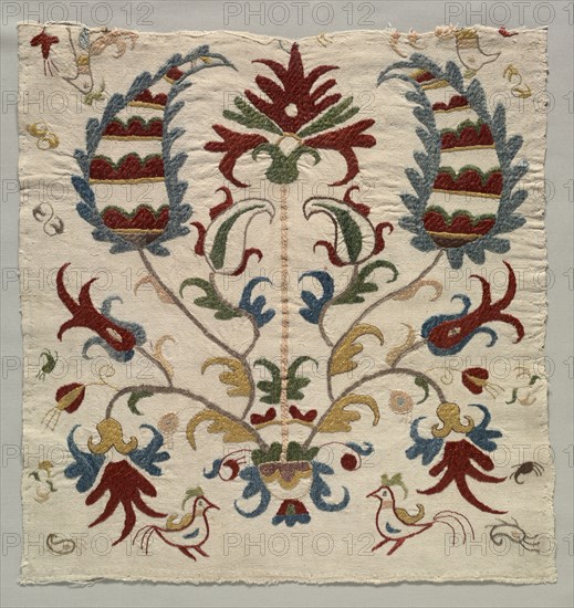 Fragment of Pillow Cover or Panel of Bedspread, 1800s. Creator: Unknown.