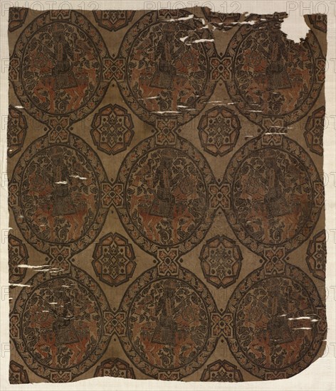 Fragment with Equestrian Falconer King, 800s. Creator: Unknown.