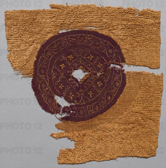 Fragment with Gold Foil, from a Furnishing Fabric, 300s-400s. Creator: Unknown.