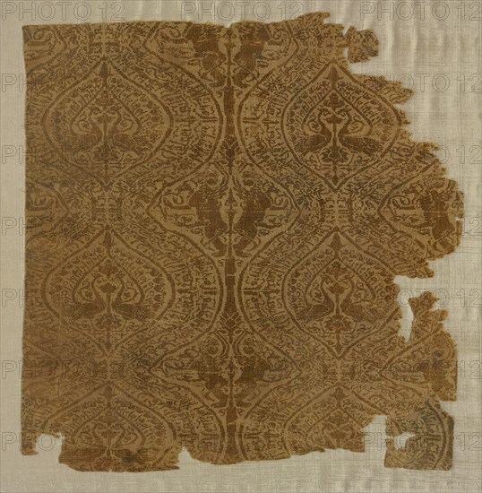 Fragment with peacocks in ogival pattern, 1175-1225. Creator: Unknown.