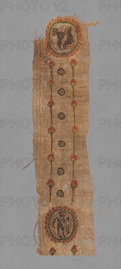 Fragment with Two Roundels and a Band, 600s - 700s. Creator: Unknown.