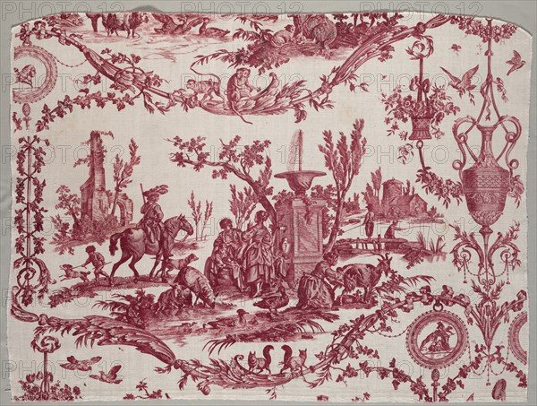 Fragments of Copperplate Printed Cotton, c. 1789. Creator: Christophe Philippe Oberkampf (French, 1738-1815), firm of ; Jean-Baptiste Marie Hüet (French, 1745-1811).