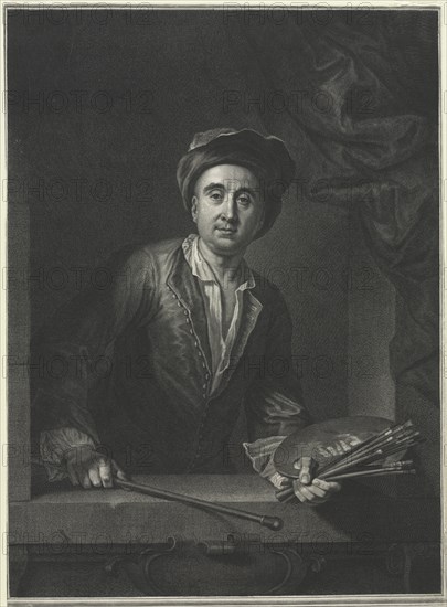 François de Troy, after a Self-Portrait. Creator: Pierre Drevet (French, 1663-1738).