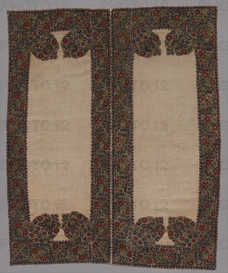 Front and Back of a Bolster Case, 1700s. Creator: Unknown.