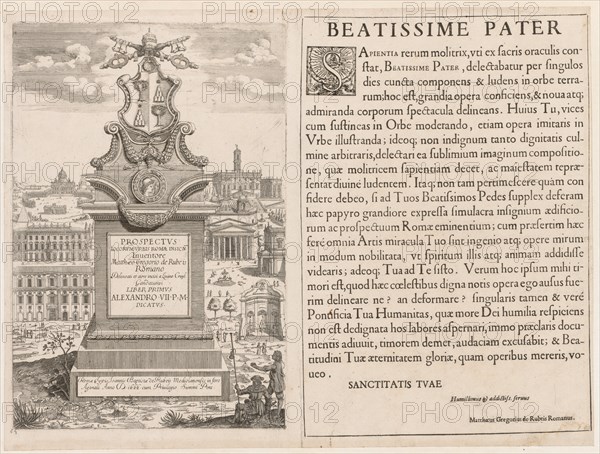 Frontispiece from "Prospectus Locurum Urbis Romae Insign[ium]", 1666. Creator: Lievin Cruyl (Flemish, c. 1640-c. 1720).