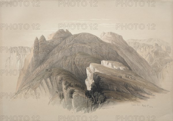 Gebil Hor. Mount Hor, from the Cliffs Encircling Petra, 1839. Creator: David Roberts (British, 1796-1864).