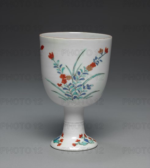 Goblet with Three Sprigs of Flowers: Ko Imari Type, c. 1700. Creator: Unknown.