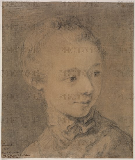 Head of a Young Girl Turning toward the Right, 1758?. Creator: François Hubert Drouais (French, 1727-1775), attributed to.