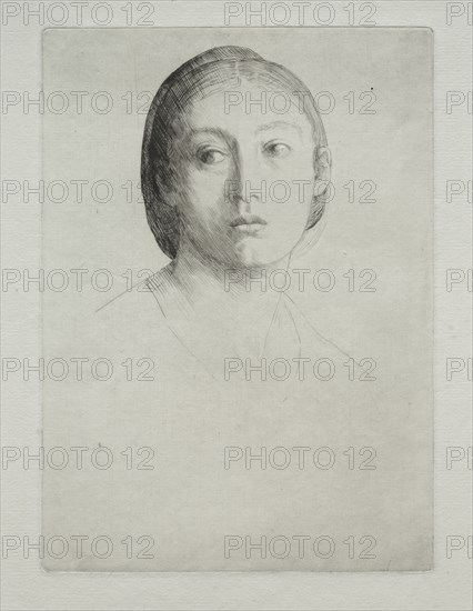 Head of a Young Girl. Creator: Alphonse Legros (French, 1837-1911).
