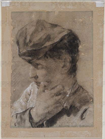 Head of a Young Man in a Cap, first half 18th century. Creator: Giovanni Battista Piazzetta (Italian, 1682-1754).