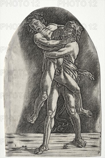 Hercules and Antaeus, c.1510. Creator: Master of the Year 1515 (Italian); Agostino Busti (Italian, 1483-1548), probably by.