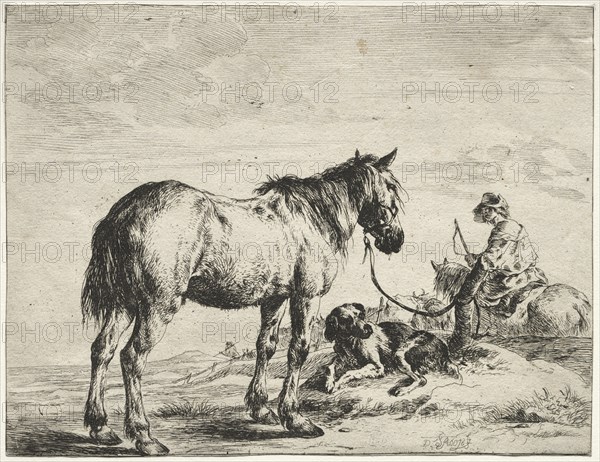 Horse bound to a post. Creator: Dirck Stoop (Dutch, c. 1618-1681).