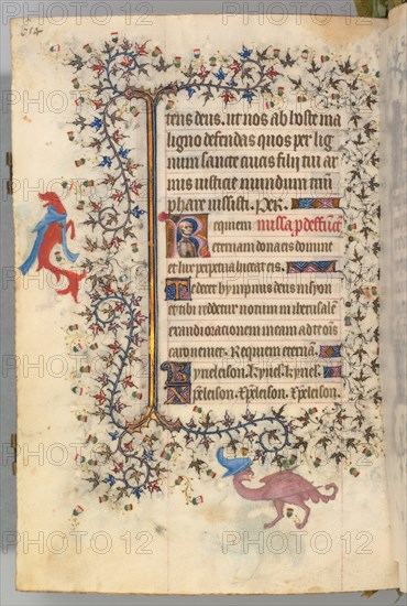 Hours of Charles the Noble, King of Navarre (1361-1425), fol. 321v, Bust of Death, c. 1405. Creator: Master of the Brussels Initials and Associates (French).