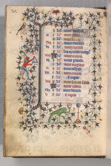 Hours of Charles the Noble, King of Navarre (1361-1425): fol. 10v, October, c. 1405. Creator: Master of the Brussels Initials and Associates (French).