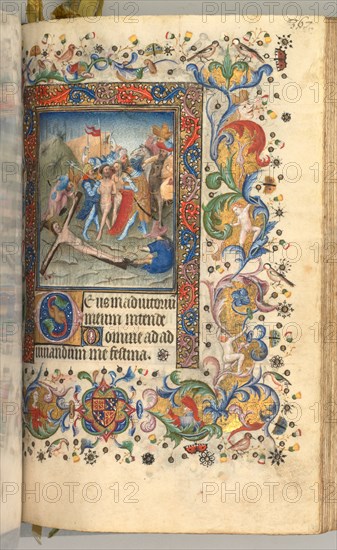 Hours of Charles the Noble, King of Navarre (1361-1425): fol. 179r, Christ Nailed to the Cross, c. 1 Creator: Master of the Brussels Initials and Associates (French).