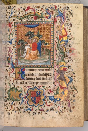 Hours of Charles the Noble, King of Navarre (1361-1425): fol.1r, St. John the Evagelist, c. 1405. Creator: Master of the Brussels Initials and Associates (French).