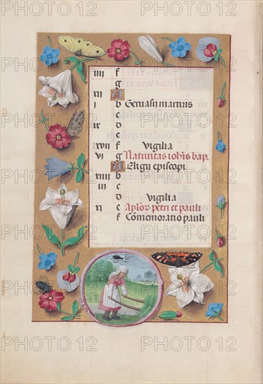 Hours of Queen Isabella the Catholic, Queen of Spain: Fol. 7v, June, c. 1500. Creator: Master of the First Prayerbook of Maximillian (Flemish, c. 1444-1519); Associates, and.