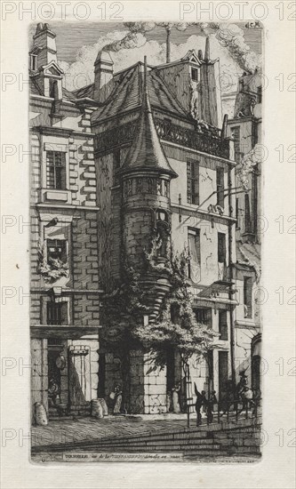 House with a Turret, rue de la Tixéranderie, Paris, 1852. Creator: Charles Meryon (French, 1821-1868).