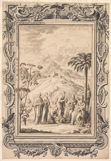 Illustration and Border Design for Kupfer-Bibel (Copper Bible) , c. 1730. Creator: Johan Melchior Füssli (Swiss, 1677-1736); Johann Daniel Preissler (German, 1666-1737); Johann Jacob Scheuchzer (Swiss, 1672-1733).