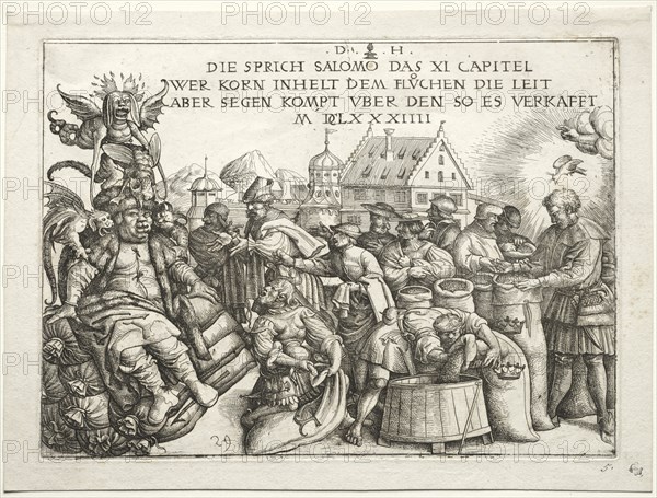 Illustration to proverbs XI (The Hoarders of Grain). Creator: Daniel I Hopfer (German, c. 1470-1536).