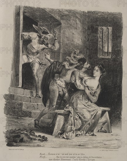 Illustrations for Faust: Faust in the prison of Marguerite, 1828. Creator: Eugène Delacroix (French, 1798-1863); Chez Ch. Motte, Éditeur, distributed by Chez Sautelet, Libraire.