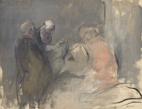 In the Hospital (recto), fourth quarter 1800s or first third 1900s. Creator: Jean Louis Forain (French, 1852-1931).