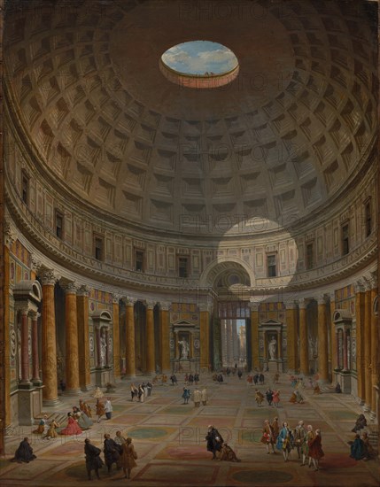 Interior of the Pantheon, Rome, 1747. Creator: Giovanni Paolo Panini (Italian, 1691-1765).