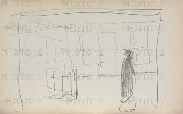 Italian Sketchbook: Figure in an interior (page 175), 1898-1899. Creator: Maurice Prendergast (American, 1858-1924).