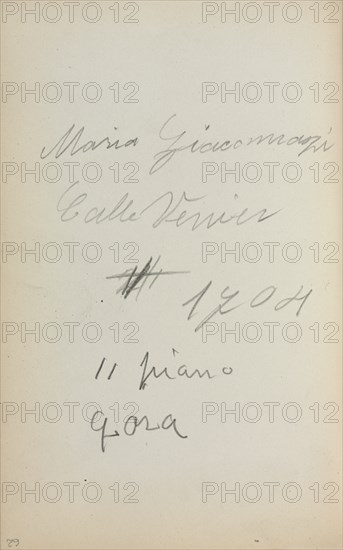 Italian Sketchbook: Notes (page 62), 1898-1899. Creator: Maurice Prendergast (American, 1858-1924).